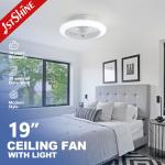 19 Inches LED Ceiling Fan , Quiet Dc Motor Flush Mount Ceiling Fan With Light for sale