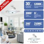 230V Dc Motor Retractable Ceiling Fan Light Acrylic Lamp shade