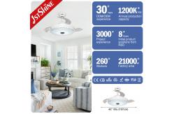 China 230V Dc Motor Retractable Ceiling Fan Light Acrylic Lamp shade supplier