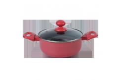 China CIQ 3.0mm Thickness Alu Non Stick Soup Pot With Clear Lid supplier