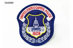 China Twill Embroidered Badge Patch Merrow Border Heat Seal With Glue Back supplier