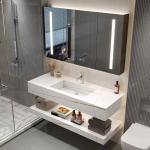 Oem Bathroom Vanity Units Sintered Stone Countertop Basin Led Mirror Storage Cabinets for sale