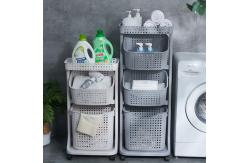China Versatile 3 Tier Vertical Laundry Sorter 44X34 Plastic Laundry Hamper supplier