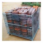 Folding Stackable Wire Mesh Pallet Cage , Warehouse Wire Mesh Storage Cage for sale