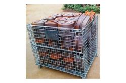 China Folding Stackable Wire Mesh Pallet Cage , Warehouse Wire Mesh Storage Cage supplier