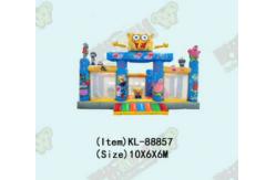 China SpongeBob Themed Inflatable Castles Blue And Yellow Color supplier