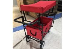 China Red Collapsible Wagon Cart Collapsible Carts With Wheels Cover Push Handle supplier