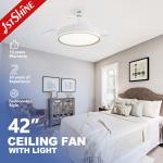 Contemporary Design 6 Speed LED Ceiling Fan with Hidden Blades 42 Inch Space Saver for sale