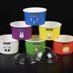 Biodegradable 280ml Ice Cream Paper Cup With Plastic Lids Logo Printing