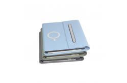 China Custom Logo Wireless Power Bank Notebook Leather Hardcover Journal supplier