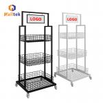 Customized Advertising Poster Supermarket Promotion Mesh Cage With Wheels for sale