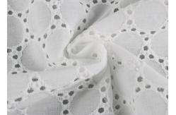 China 130CM White Cotton Eyelet Lace Fabric Openwork Circle Lace Design Dress Fabric supplier