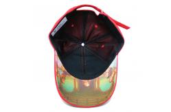 China Good quality red 6 panel curved cap sublimation red hats supplier