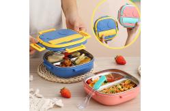 China Stainless Steel Metal Bento Lunch Box Blue Kids Bento Box With Spoon supplier