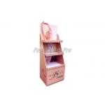 Degradable Pink Cardboard Floor Display Stands Glossy Laminated For Body Lotion for sale