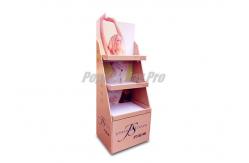 China Degradable Pink Cardboard Floor Display Stands Glossy Laminated For Body Lotion supplier