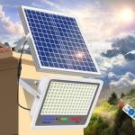100W Lens Brightness Household Lighting Remote Controlled Solar Powered Flood Light for sale