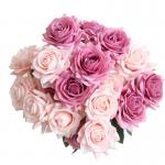 Single Stem Artificial Rose Flowers Valentines Blossom Silk Bridal Wedding Rose Bouquet for sale
