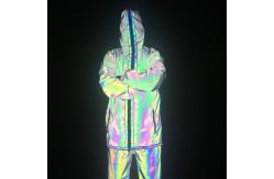 China Full Zip Up Face Hood Reflective Coat Mens Rainbow Reflective Jacket Turtleneck supplier