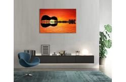 China Modern Abstract Guitar Tree Lake Sunset Art Canvas Painting With Wooden Frame supplier