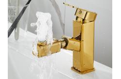 China Brass 360°rotate Golden Pull Out Hotel Basin Faucet Tap supplier