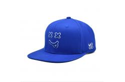 China Custom Fitted Hat Unstructured Snapback Cap  3d Puff Embroidery  Blue Snapback Hats Caps supplier