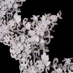Beautiful 3D Flower Lace Trim Fabric Mesh Embroidered Decorative 20％ Polyester for sale
