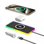 Apple Phone Black Compatible Car Wireless Charging Pad With Power Protection RGB light for sale