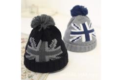 China Hand Printing Lined Pom Pom Hat , Crochet Pattern Knitted Pom Pom Beanie Hat supplier
