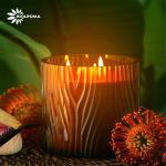 OEM Lemon Aroma Scented Candle Round Glass Cup Flame Customized for sale