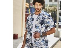 China 100% Linen Custom Hawaiian Shirts Blue Coolness Tropical Button Up Shirt supplier