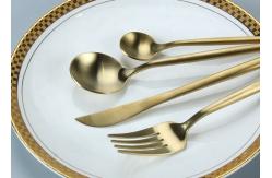 China Fadeless Luxury Matte Gold SS304 Fork Knife Spoon Set supplier