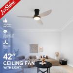 42 Inch/OEM 3 Color Dimmable Ceiling Fan with Plastic Wood Grain Design and Low Ceiling for sale