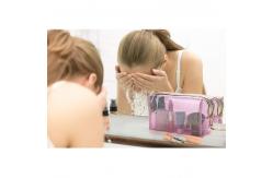 China Zippered Transparent PVC Toiletry Bag With Handle Strap supplier
