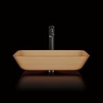 Rectangular Above Counter Bathroom Sink Bowls Brown Glass Vessel Tasteful Acid Matt for sale