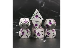China Engraved HD Dice Red Rose Electroplated Silver Metal Dice For RPG Game supplier