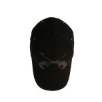 OEM ODM Fashion Rhinestone Baseball Cap , Black Constructed Baseball Hat Metal Buckle for sale