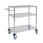 3 Layers Cleanroom Eletronic Wire ESD Shelf Trolley Stainless Steel for sale