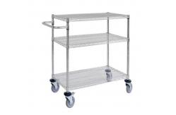 China 3 Layers Cleanroom Eletronic Wire ESD Shelf Trolley Stainless Steel supplier
