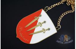 China 3 Sword Designed Soft Enamel Medals With Epoxy Antique Gold Plating supplier