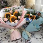 Examination Gifts Flower Bouquets Dried Flowers Woolen Sunflowers and Roses for Girlfriend and Best Friends as Birthday Gifts or Graduation Presents for sale
