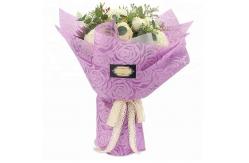 China Waterproof Embossed Polyester Florist Wrapping Paper Roll Big Rose Pattern 60cm supplier
