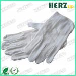 White Striped ESD Hand Gloves 100% Polyester With Conductive Carbon Line Every 10mm