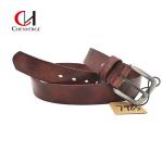 Width 38mm Unisex Genuine Leather Belt Brown With Zinc Alloy Buckle for sale