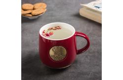 China 420ml Creative Ceramic Coffee Cups With Copper Fish Scale Pattern supplier