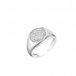 Pave Crystal Free Size Rings Chucky 925 Silver Smiley Face Ring