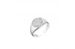 China Pave Crystal Free Size Rings Chucky 925 Silver Smiley Face Ring supplier