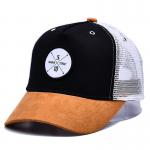 Custom 5 Panel Trucker Cap High Quality Suede Curved Brim Mesh Trucker Hats for sale