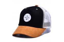 China Custom 5 Panel Trucker Cap High Quality Suede Curved Brim Mesh Trucker Hats supplier