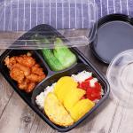 New design disposable PP 3 compartment food container with sauce dish for sale